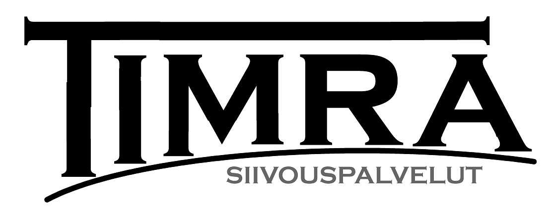 Timra Siivouspalvelut -yrityksen musta logo valkoisella taustalla